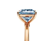 Solitaire Engagement Ring Setting for Fancy Blue Princess Cut Center with Straight Thin Band and Prong Head in Rose Gold