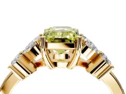 Floral Engagement Ring Setting for Fancy Yellow Emerald Cut Center with Marquise Cluster Shoulders and Prong Head in Yellow Gold
