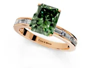Solitaire Engagement Ring Setting for Fancy Green Radiant Cut Center with Channel Baguette Band and Prong Head in Rose Gold