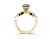 Solitaire Engagement Ring Setting for Fancy Green Princess Cut Center with Criss-Cross Accent Band and Prong Head in Yellow Gold