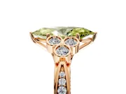Cluster Engagement Ring Setting for Fancy Yellow Marquise Center with Bezel Accent Clusters and Prong Head in Rose Gold