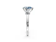 Solitaire Engagement Ring Setting for Fancy Blue Pear-Shaped Center with Plain Band and Tulip Prong Head in Sterling Silver