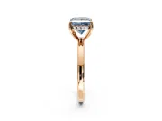 Solitaire Engagement Ring Setting for Fancy Blue Princess Cut Center with Fine Wire Band and Prong Head in Rose Gold