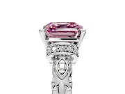 Solitaire Engagement Ring Setting for Fancy Pink Asscher Cut Center with Filigree Band and Prong Head in Platinum