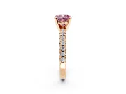 Solitaire Engagement Ring Setting for Fancy Pink Cushion Cut Center with Large Accents and Prong Head in Rose Gold