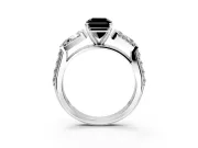 Channel-Set Engagement Ring Setting for Fancy Black Radiant Cut Center with Baguette Band and Prong Head in Platinum