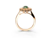 Cluster Halo Engagement Ring Setting for Fancy Green Marquise Center with Milgrain Bezel Accents and Prong Head in Rose Gold