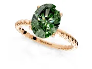 Solitaire Engagement Ring Setting for Fancy Green Oval Center with 2-Strand Rope Twist Band and Prong Head in Rose Gold