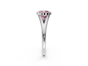 Solitaire Engagement Ring Setting for Fancy Pink Cushion Cut Center with V Split Shank and Bezel Head in Sterling Silver
