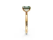 Hidden Halo Engagement Ring Setting for Fancy Green Asscher Cut Center with Thin Round-Wire Band and Prong Head in Yellow Gold