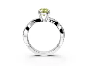 Crossover Engagement Ring Setting for Fancy Yellow Oval Center with Pave and Plain Strands and Prong Head in Platinum