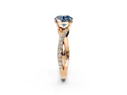 Crossover Engagement Ring Setting for Fancy Blue Round Cut Center with Pave and Plain Strands and Prong Head in Rose Gold
