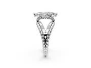 Halo Engagement Ring Setting for Marquise Center with Rope Twist Split Shank and Prong Head in Platinum
