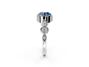 Vintage Station Engagement Ring Setting for Fancy Blue Round Cut Center with Accents and Prong Head in White Gold