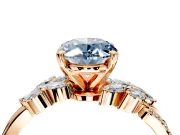 Solitaire Engagement Ring Setting for Fancy Blue Oval Center with Marquise Accent Twist Band and Prong Head in Rose Gold