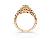 Solitaire Engagement Ring Setting for Fancy Yellow Oval Center with Filigree Band and Prong Head in Rose Gold