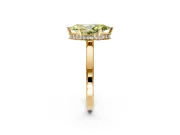 Hidden Halo Engagement Ring Setting for Fancy Yellow Marquise Center with Wide Flat Plain Band and Prong Head in Yellow Gold