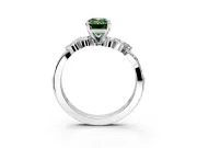 Solitaire Engagement Ring Setting for Fancy Green Emerald Cut Center with Marquise Accent Twist Band and Prong Head in Platinum