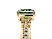 Solitaire Engagement Ring Setting for Fancy Green Princess Cut Center with Raised Channel Band and Prong Head in Yellow Gold