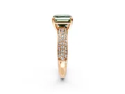Solitaire Engagement Ring Setting for Fancy Green Asscher Cut Center with Multi-Row Pave Accents and Basket Head in Rose Gold