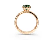 Solitaire Engagement Ring Setting for Fancy Green Round Cut Center with Scrollwork Band and Prong Head in Rose Gold