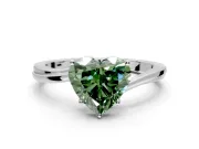 Solitaire Engagement Ring Setting for Fancy Green Heart-Shaped Center with Plain Bypass Twist Band and Prong Head in Platinum