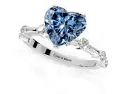 Solitaire Engagement Ring Setting for Fancy Blue Heart-Shaped Center with Bezel Station Band and Prong Head in Platinum