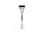 3 Stone Engagement Ring Setting for Fancy Black Emerald Cut Center with Large Pear-Shaped Accents and Prong Head in Platinum