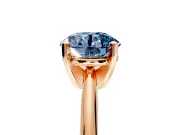 Solitaire Engagement Ring Setting for Fancy Blue Round Cut Center with Knife Ridge Band and Claw Prong Head in Rose Gold