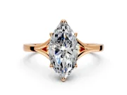 Solitaire Engagement Ring Setting for Marquise Center with Plain Split Shank and Prong Head in Rose Gold