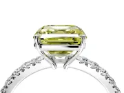 Solitaire Engagement Ring Setting for Fancy Yellow Asscher Cut Center with Large Accent Band and Prong Head in Sterling Silver