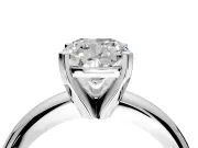 Solitaire Engagement Ring Setting for Cushion Cut Center with Wire Band and Prong Head in Platinum