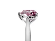 Solitaire Engagement Ring Setting for Fancy Pink Heart-Shaped Center with Narrow Cathedral Band and Prong Head in Platinum