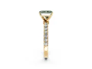 Open Basket Engagement Ring Setting for Fancy Green Radiant Cut Center with Pave Band and Prong Head in Yellow Gold