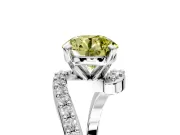 Solitaire Engagement Ring Setting for Fancy Yellow Round Cut Center with Pave Bypass Swirl Band and Prong Head in Platinum