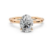 Solitaire Engagement Ring Setting for Oval Center with Bamboo Band and Prong Head in Rose Gold