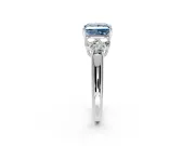 Cluster Engagement Ring Setting for Fancy Blue Princess Cut Center with Round Cut Accent Frame and Prong Head in Sterling Silver