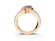 Halo Engagement Ring Setting for Fancy Pink Heart-Shaped Center with Wide-Open Pave Split Shank and Prong Head in Rose Gold