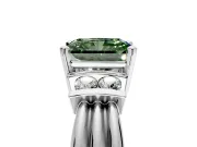 Solitaire Engagement Ring Setting for Fancy Green Radiant Cut Center with Grooved Bar Accent Band and Prong Head in Platinum
