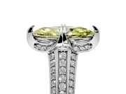 Solitaire Engagement Ring Setting for Fancy Yellow Marquise Center with Accented Split Shank and Prong Head in White Gold