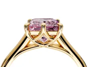 Solitaire Engagement Ring Setting for Fancy Pink Princess Cut Center with Cathedral Band and Prong Head in Yellow Gold