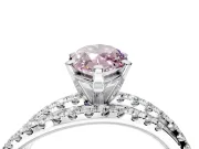 Solitaire Engagement Ring Setting for Fancy Pink Marquise Center with Woven 3-Strand Pave Band and Prong Head in Platinum