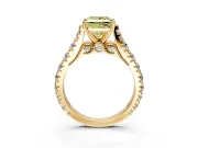 Solitaire Engagement Ring Setting for Fancy Yellow Princess Cut Center with Pave Cathedral Shoulders and Prong Head in Yellow Gold