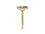 Solitaire Engagement Ring Setting for Fancy Blue Marquise Center with Plain Twisted Rope Band and Prong Head in Yellow Gold