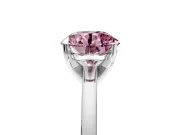 Solitaire Engagement Ring Setting for Fancy Pink Round Cut Center with Basket Rail and Prong Head in White Gold