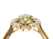 Milgrain Halo Engagement Ring Setting for Fancy Yellow Marquise Center with Bezel Point Accents and Prong Head in Yellow Gold