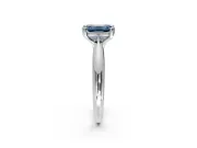Solitaire Engagement Ring Setting for Fancy Blue Emerald Cut Center with Reverse Tapered Band and Prong Head in Platinum