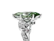 Solitaire Engagement Ring Setting for Fancy Green Marquise Center with Marquise Accent Twist Band and Prong Head in Sterling Silver