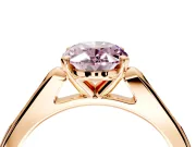 Solitaire Engagement Ring Setting for Fancy Pink Oval Center with Channel Accents and Prong Head in Rose Gold