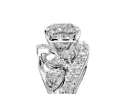 Halo Engagement Ring Setting for Cushion Cut Center with Marquise and Pave Bypass Band and Prong Head in Sterling Silver